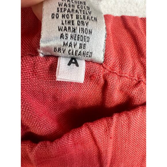 Lino by Chicos Women Linen Pants Crop Size 3 Red - Picture 5 of 10